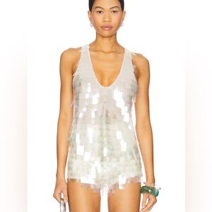 Cult Naked Power tank top in Sequined White + Vixen short in Sequined White